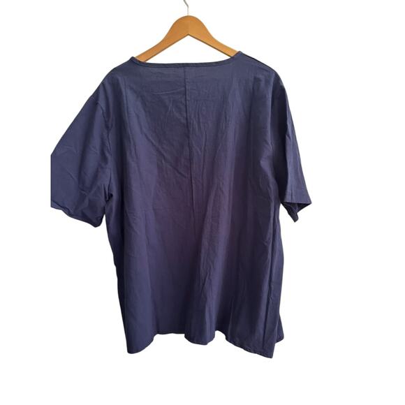 Navy Blue Button Detail Top Women’s Plus Size Dandelion Print Casual Tunic Tee - Picture 3 of 4